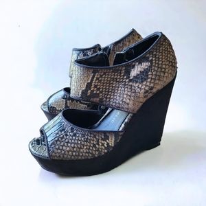 Snake Skin Strappy Wedges